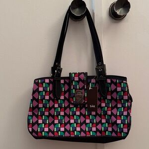The Sak Multicolor Geometric Plum Fan Shoulder Bag